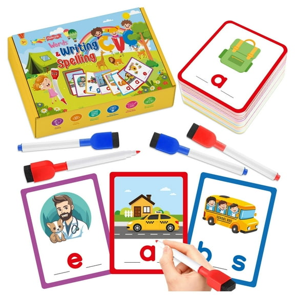 Word Writing & Spelling Flash Cards, Preschool Learning Activities, Kindergarten Homeschool Supplies, Sight Words Reading Game, Montessori Educational Toys for 2 3 4 5 6 Year Old Kids