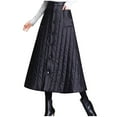 thumbnail image 2 of Xunlbb Midi Skirt for Women Trendy, Women's Fashionable Solid Color Winter Thick Down Cotton Skirt Mid Length Skirt Gift for Women, Size S-2XL, 2 of 9