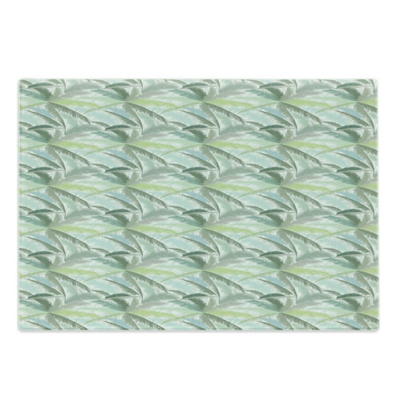 Palm Tree Cutting Board, Leafy Branches in Shades of Green Tropical Summer Nature Rainforest Island Jungle, Decorative Tempered Glass Cutting and Serving Board, Large Size, Multicolor, by Ambesonne
