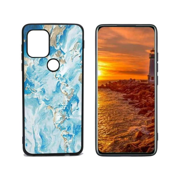 Compatible with Moto G Stylus 5G Phone Case, Blue-Marble-s-Men-37 Case Silicone Protective for Teen Girl Boy Case for Moto G Stylus 5G