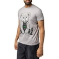 thumbnail image 3 of HEADS OR TAILS Mens Rhinestone Tee Seated Bear With Green Crown, Grey, L, 3 of 4