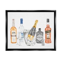 Stupell Industries Various Drink Liquor Bottles Graphic Art Jet Black Floating Framed Canvas Print Wall Art, Design by Ziwei Li