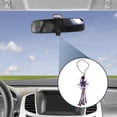 thumbnail image 3 of Unique Bargains 1 Pcs Artificial Crystal Sunflower Tassel Car Rear View Mirror Pendant Accessories Car Hanging Ornament Purple, 3 of 6