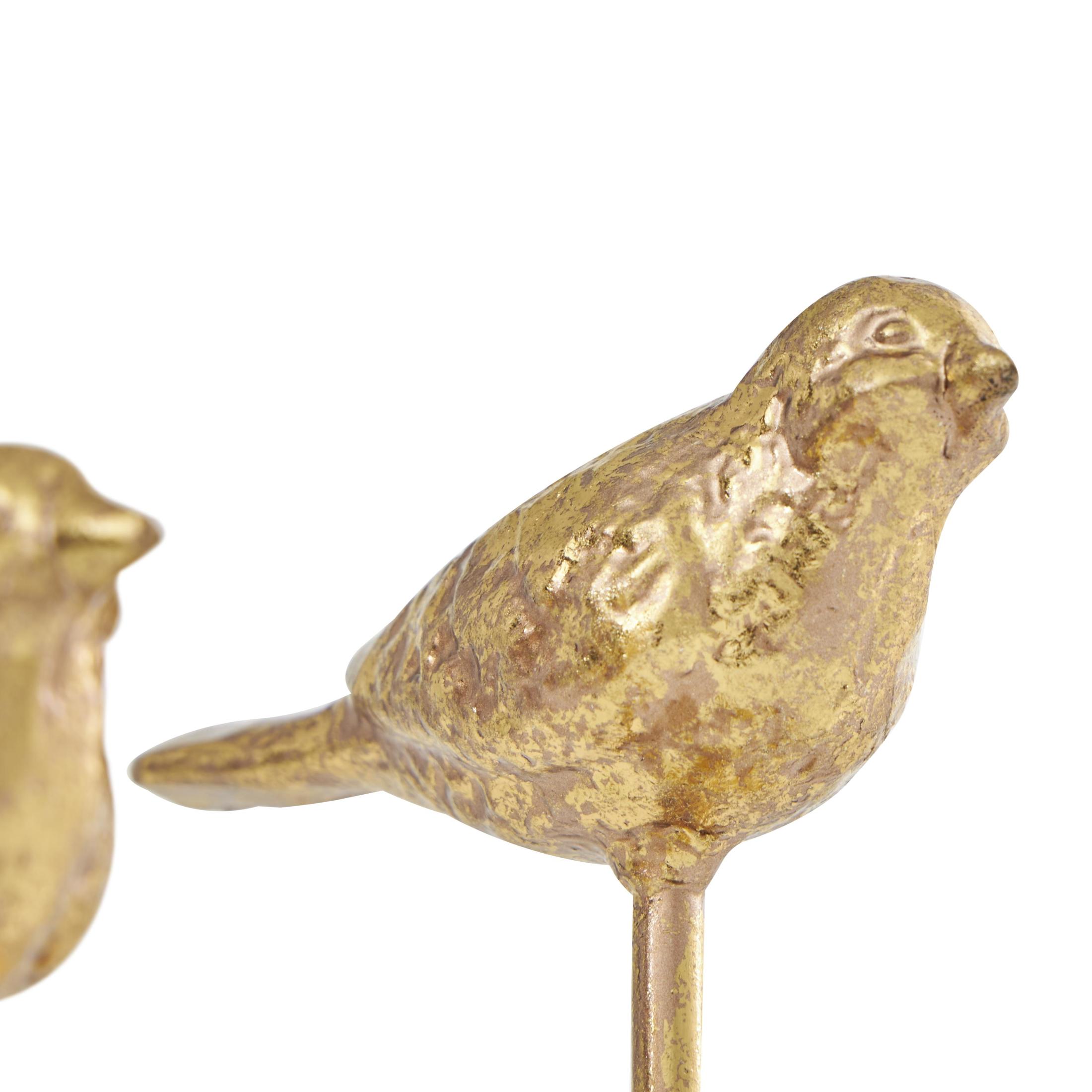 8", 6"H Gold Metal Bird Sculpture with Gold Foil Texturing, by DecMode (2 Count)