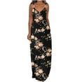 thumbnail image 1 of Pompotops Summer Dresses For Women Casual Boho Printed Hoop Sling Beach Long Maxi Dress With Pockets, 1 of 5