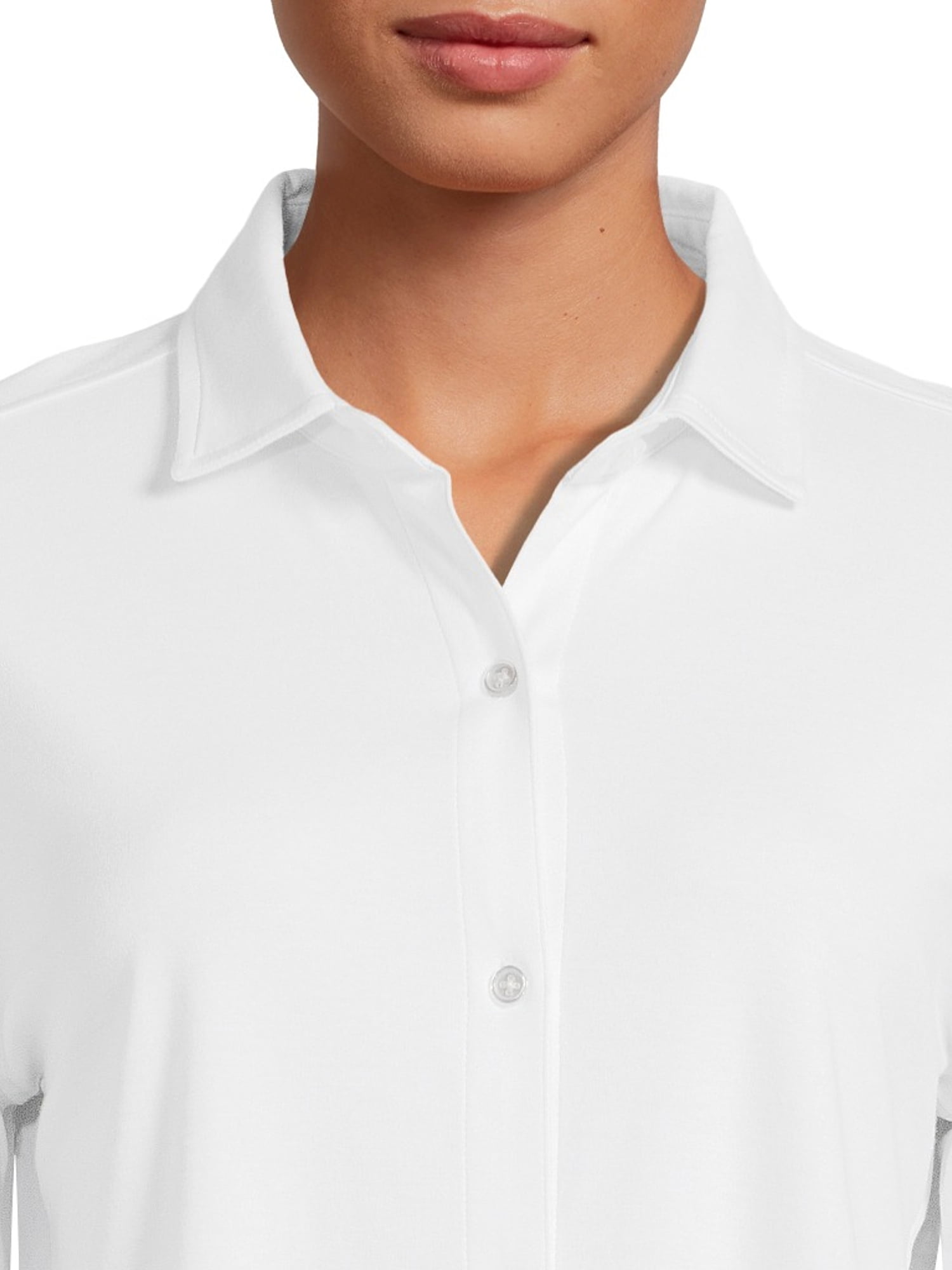 Martha Stewart Everyday Womens Knit Button Down Long Sleeve Shirt