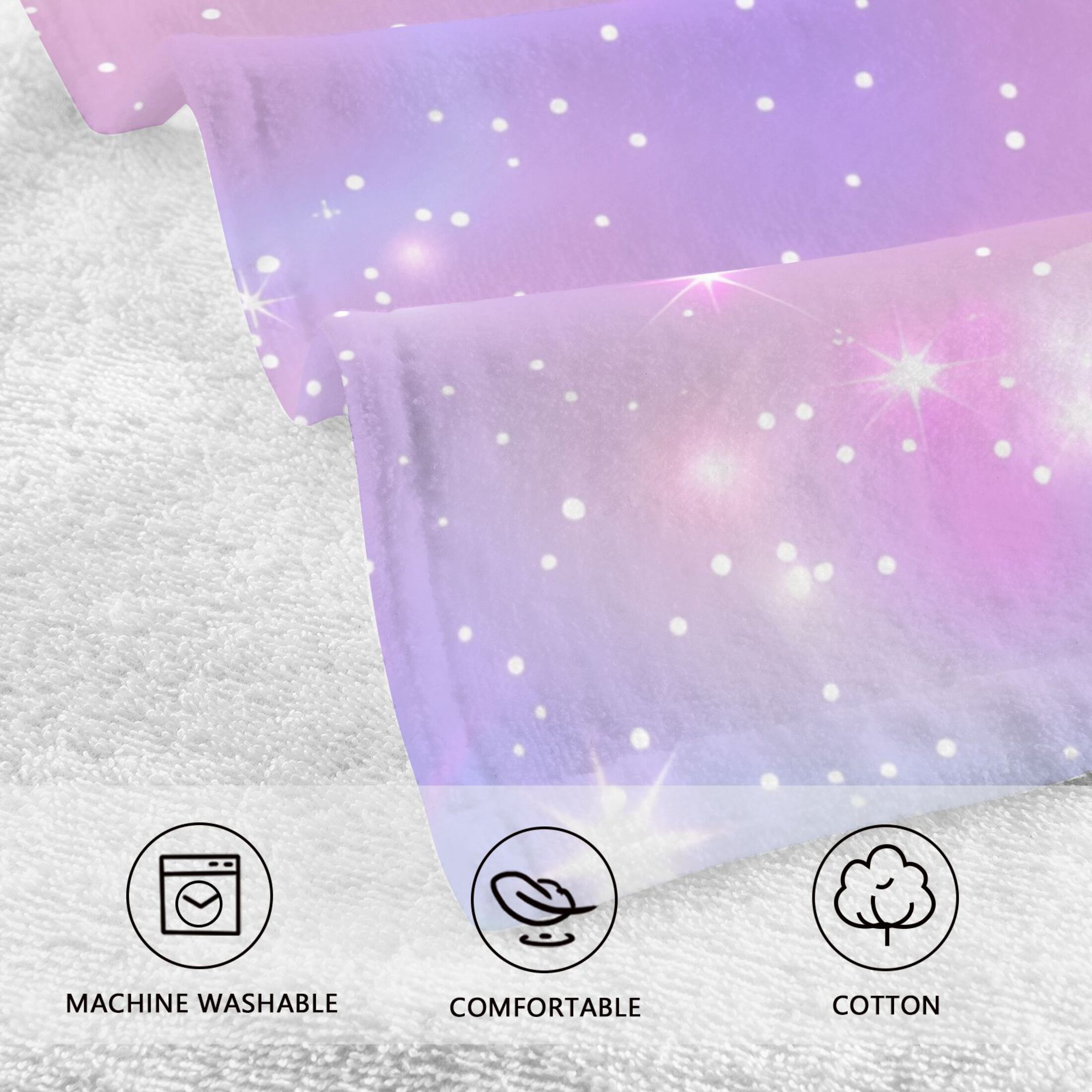 Pink Sky with Stars 2 Pcs Hand Towel Set Cotton Absorbent Soft Face Towels Bath Towels for Bathroom Kitchen Shower Hotel Decor 16"x28"