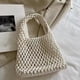 thumbnail image 5 of Bolsa de mano tejida a mano de color caramelo, Bolso de playa de malla hueca para mujeres, Bolso de playa de gran capacidad, Bolso de playa de malla, Blanco, 5 of 7