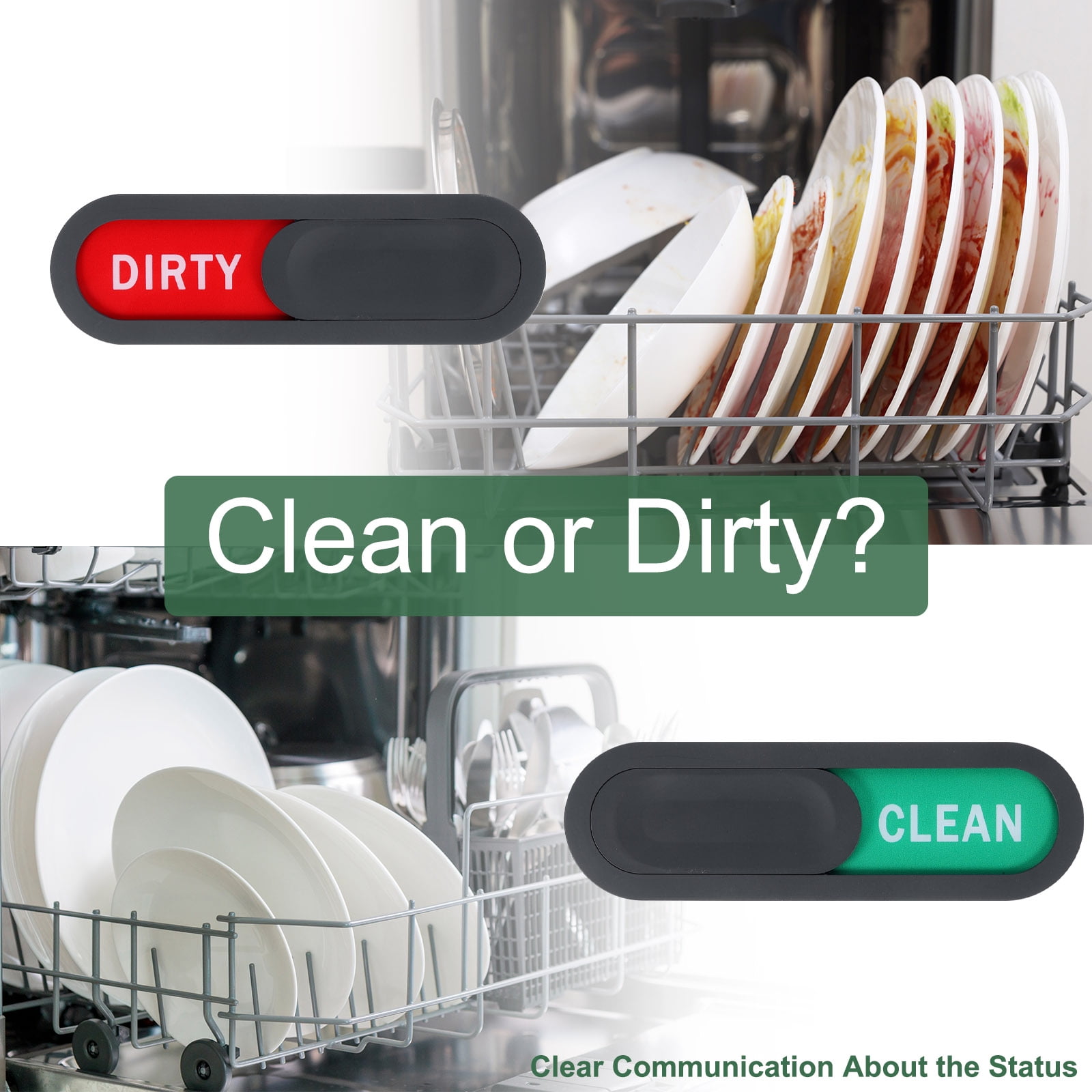 Unique Bargains Dishwasher Magnet Clean Dirty Sign for Kitchen Hotel Use Gray