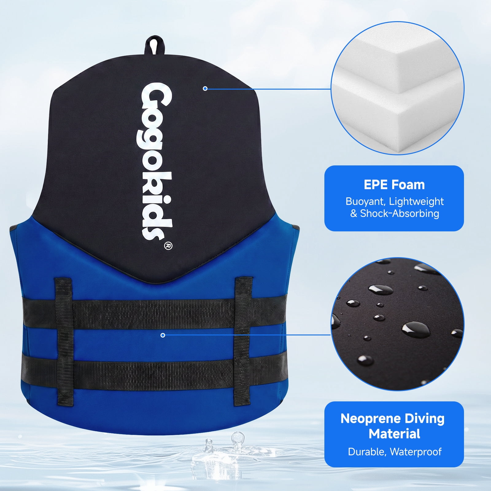 Gogokids Life Jacket Swim Vest for Adult Women men,Foldable Buoyancy Vest with Dual Buckle,Float Jacket for Boating,Kayaking,Swimming,Paddle and Fishing