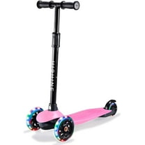 HighTech Mega GlideKick 3-Wheel Foldable Scooter With Lightup Wheels & Extendable T-Bar - Pink