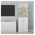 thumbnail image 4 of Drevy Industrial Boolshelf with Door, 6 Tier Farmhouse Book Shelf with Adjustable Shelves,70" Tall Display Etagere Bookcase,Floor Standing Unit Book Case Furniture for Home Office,Living Room (White), 4 of 8