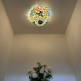 thumbnail image 3 of Tiffany Ceiling Lights Fixture Pink Blue Stained Glass Hummingbird Flowers LED Bulbs 12”W*12”D*8”H, 3 of 6