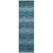 SAFAVIEH Himalaya Branden Striped Wool Runner Rug, Blue/Multi, 2'3" x 6'