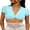 Lake Blue, variant on Women Sexy Deep V Neck Short Sleeve Button Cropped Top Summer Trendy Solid Y2K Slim Fit Super Crop T-Shirt Mini Shirt