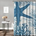 thumbnail image 2 of Awypu Nautical Coastal Summer Ocean Themed Seashell Coral Starfish Waterproof Shower Curtain Multiple Sizes White, 2 of 7