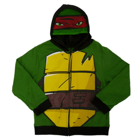 Teenage Mutant Ninja Turtles Boys Green Zip-Front Raphael Hoodie Sweatshirt