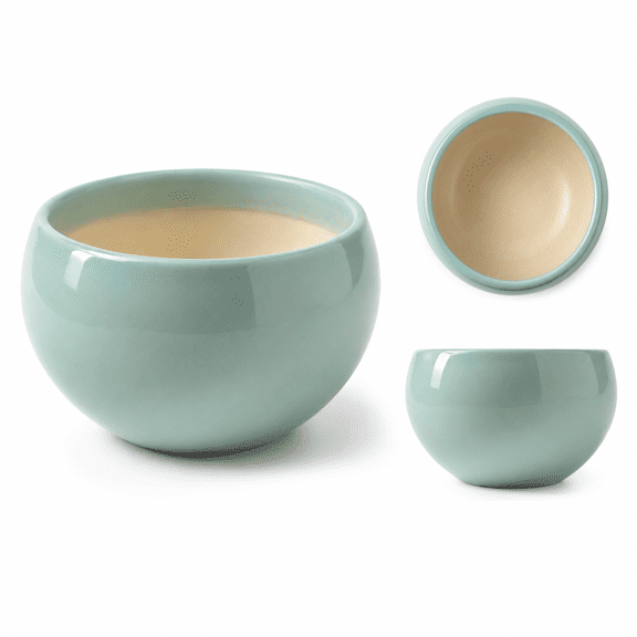 Sage Green Glossy Round Globe Ceramic Planter Pot, Short Bowl Shape Indoor Ceramic Flower Pot for Succulents, Cactus, Desktop Home Decor