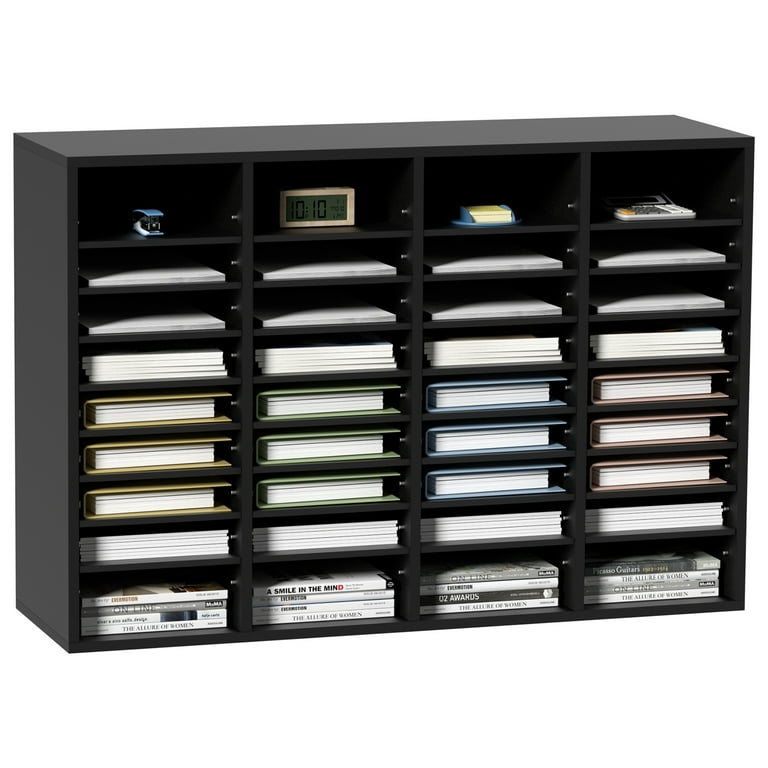 VEVOR Wood Literature Organizer 27 Compartments Adjustable File