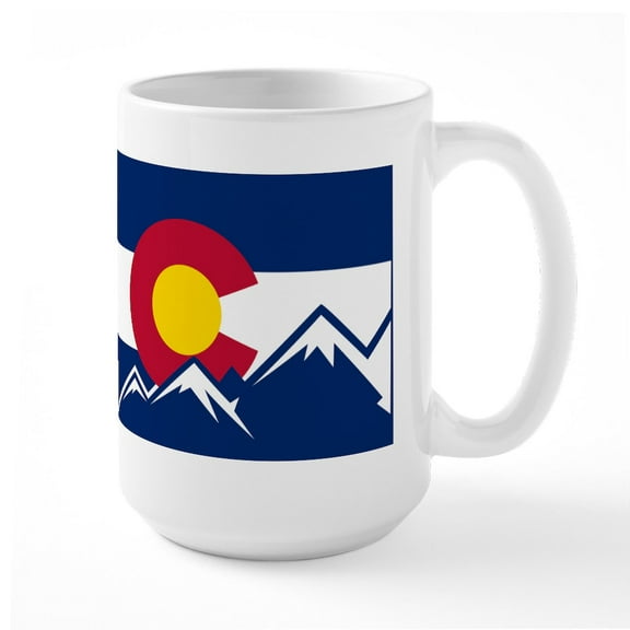 CafePress - Colorado Mountain Flag Mugs - 15 oz Ceramic Large White Novelty Mug