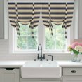 thumbnail image 4 of Navy Blue Stripes Tie Up Curtains for Windows, Adjustable Balloon Window Shades, Modern Striped Cream Kitchen Window Treatments Farmhouse Short Curtains with Rod Pocket 42"x45", 4 of 8