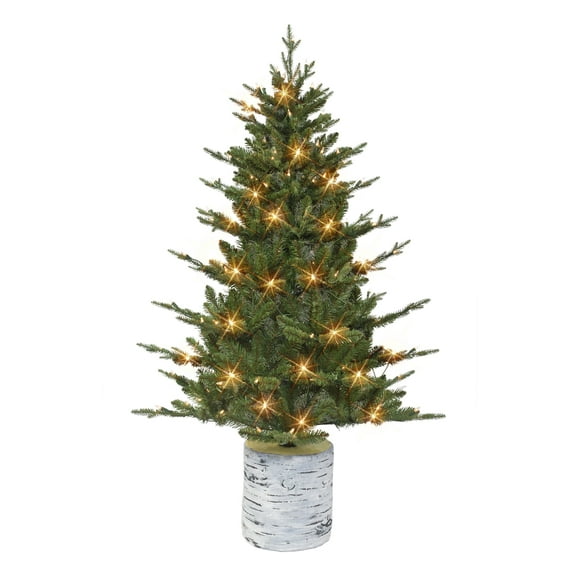 4.5 ft PE/PVC Potted Tree 584 Tips 150 UL Clear Incandescent Lights