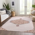 thumbnail image 6 of HomeRoots 679386 5 x 8 ft. Pink Burgundy & Gray Oriental Washable Machine Made Rectangle Area Rug with UV Protection, 6 of 9
