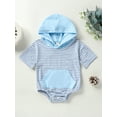 thumbnail image 3 of GXFC Infant Baby Girls Boy Hoodie Rompers T Shirt Newborn Short Sleeve Striped One Piece Jumpsuit Toddler Summer Bodysuit Clothes 0-24M, 3 of 9