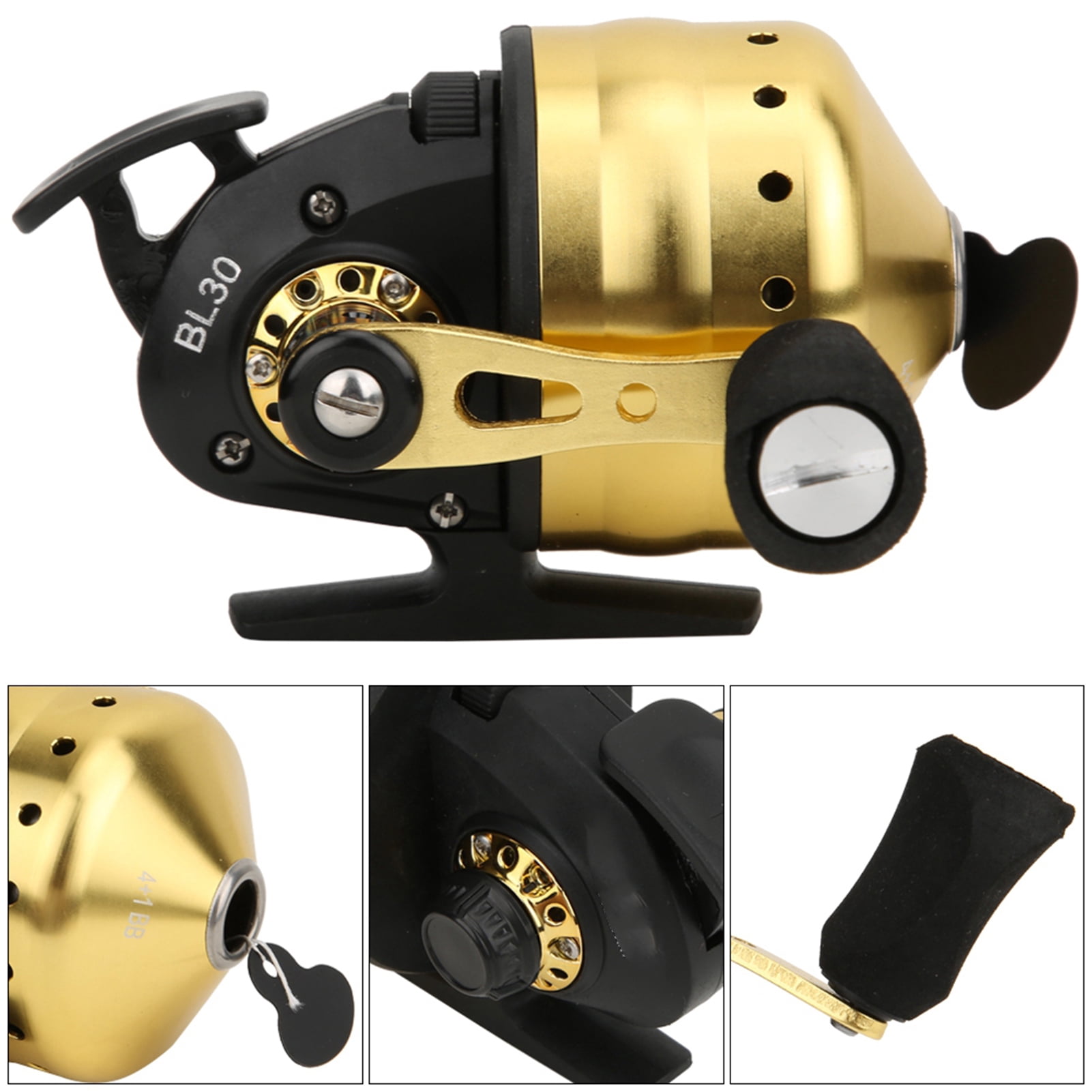 NFTIGB Golden Spincast Reel for Outdoor Bow Fishing, Closed Face Inside Lines Fish Hunting Shooting Accessory (5.12 in / 13.00 cm)