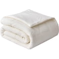 thumbnail image 3 of Chezmoi Collection Zane 3-Piece Sherpa Comforter Set, Triangle Quilting Reversible Washed Microfiber Bedding, Queen, White, 3 of 9