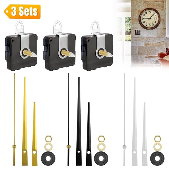 3pcs Quartz Clock Movement Mechanisms Kit, EEEkit Silent Clock Motor Kit with 3pair Hands