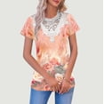 thumbnail image 2 of Fewfanhot Women's Fashion Trendy Lace Trim Short Sleeve Top, V-Neck Casual Blouse with White Embroidery Elegant 2026Spring T-Shirts Vacation Daily Outfits, 2 of 5