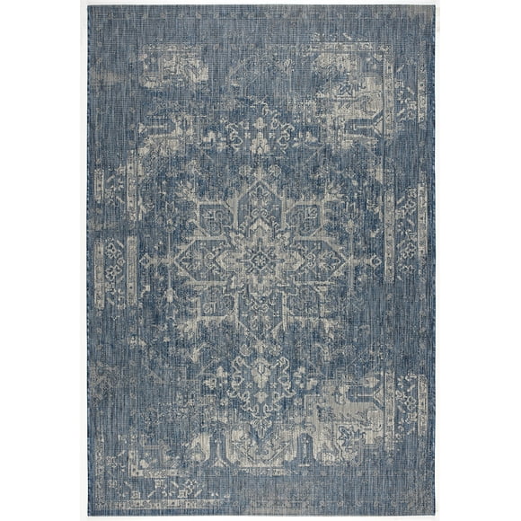 Viana Quick Dry Indoor/Outdoor Rug, Azure Blue, 5'2' x 7', Water and Mildew Resistant, 1 Count