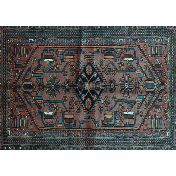 Ahgly Company Indoor Rectangle Persian Light Blue Traditional Area Rugs, 3' x 5'
