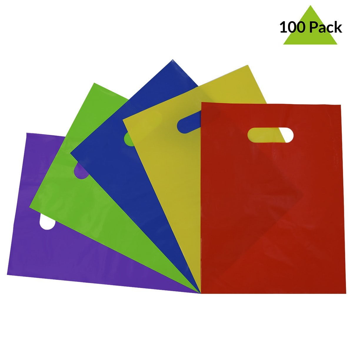 Die Cut Plastic Bags 9 x 12 Clear Frosted Bags with Handles 100 Pack for Merchandise Trade Show and More Gifts 