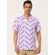 thumbnail image 2 of Lars Amadeus Camisas de bloque de color con cierre de botones y mangas cortas con estampado de rayas de verano para hombre Azul rosado L, 2 of 6