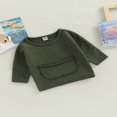 thumbnail image 3 of Chandail en Molleton à Col Rond pour Bébé Garçon Fille avec Poche, Couleur Unie, Manches Longues, Hauts Décontractés, Rouge Brunâtre 1-2 Ans, 3 of 8