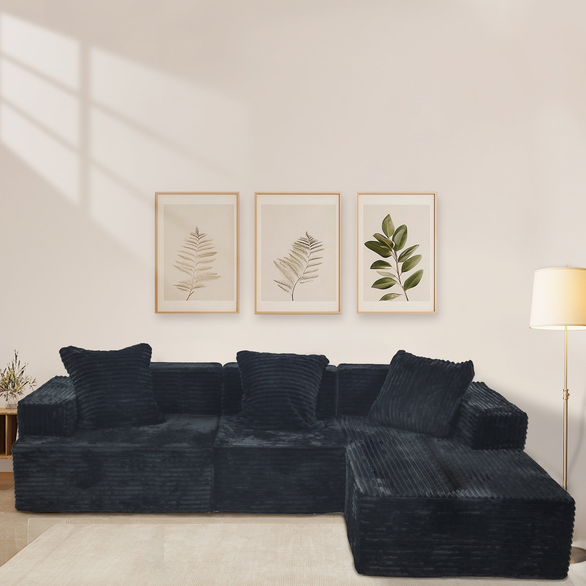 Leumius 102" Cloud Sectional Sofa with L-Shape Chaise,Modular L-Shape Sofa Couch with Chaise and Deep Seat,Upholstered Boneless Couches for Living Room Bedroom,Black