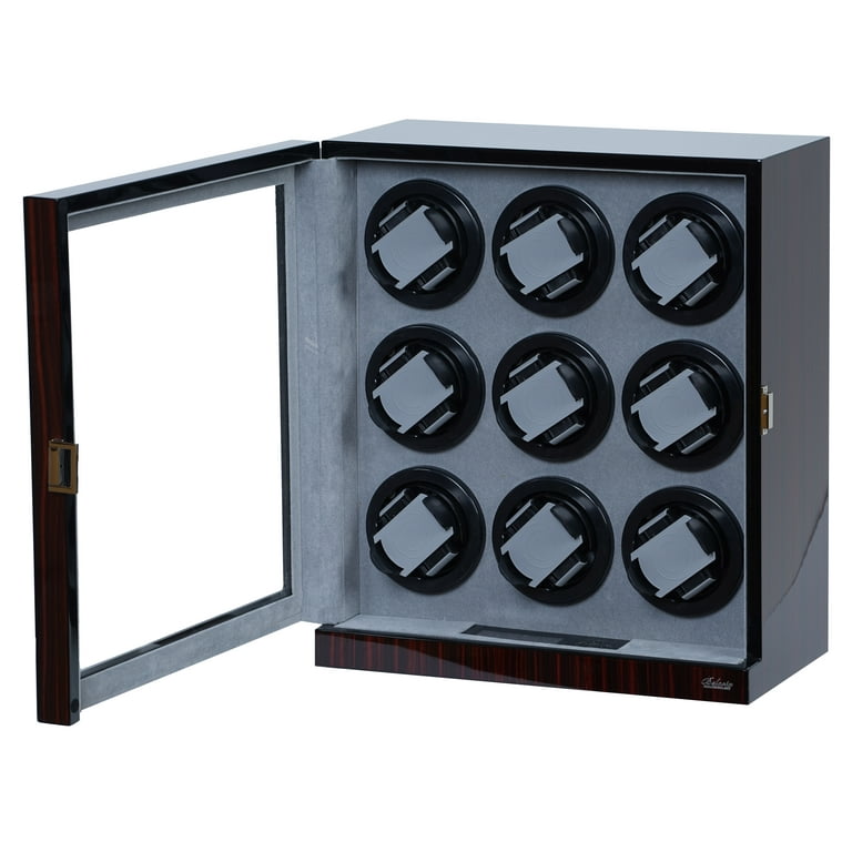 Belocia Nine Watch Winder Ebony Wood Glossy Finish With Silent Japanese Mabuchi Motor w Zargler Turntable. Walmart
