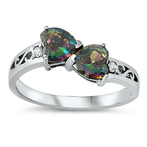 All In Stock Rainbow Infinity Heart Sterling Silver Ring Size 7