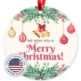 thumbnail image 7 of Soul Décor Christmas Ornaments Tree Decoration, We Wish You A Merry Christmas Ornament, Large 3.75" Round Metal Ornament, Velvet Pouch Included, 7 of 7