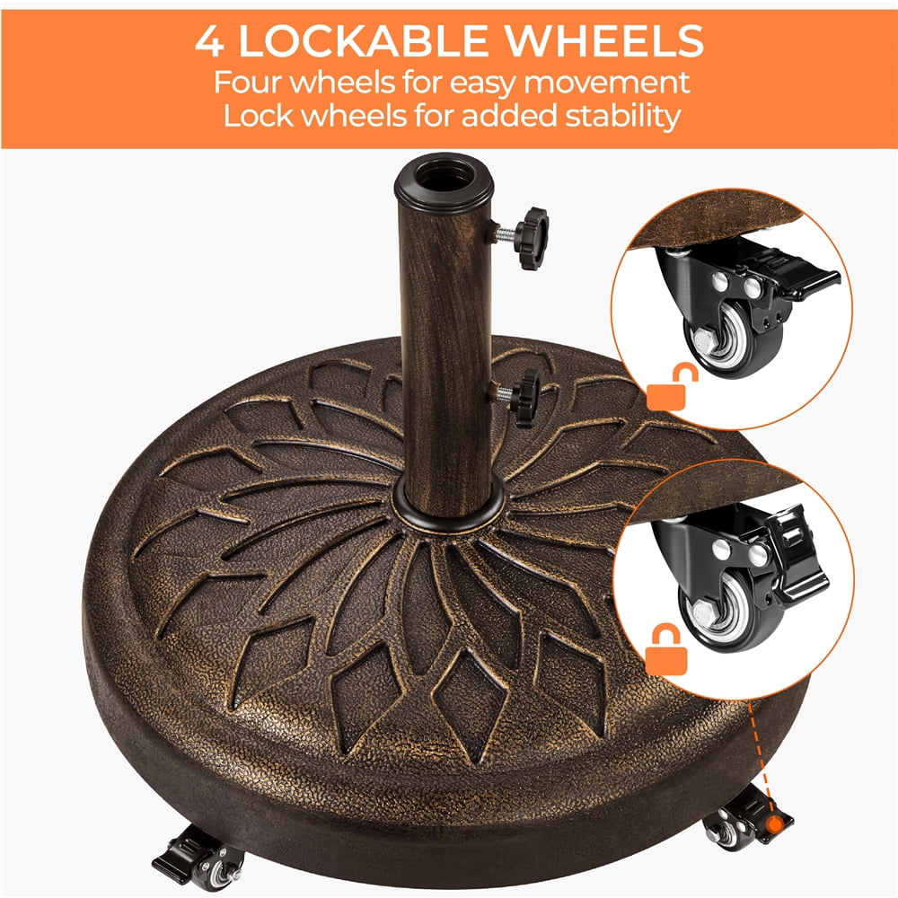 Yaheetech 45 lb Outdoor Patio Rolling Market Umbrella Base Stand, Bronze