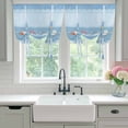 thumbnail image 4 of Coastal Blue Striped Tie Up Curtains for Windows, Balloon Window Shades, Ocean Sea Summer Starfish Coral Shells Kitchen Window Treatments Roll Up Curtain for Basement/Nursery 52"x45", 4 of 8