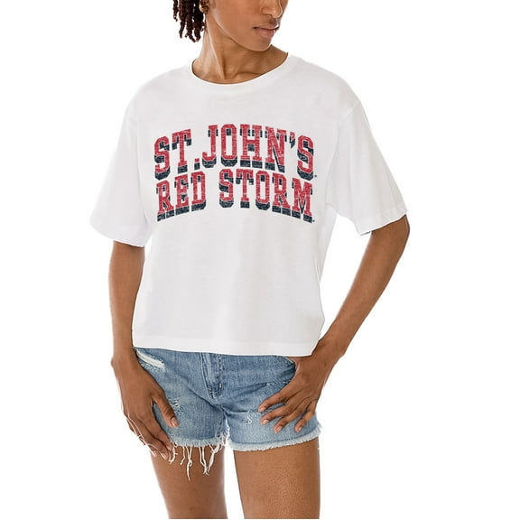 Women's Gameday Couture White St. John's Red Storm Claim To Fame Boxy Cropped T-Shirt