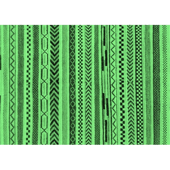 Ahgly Company Indoor Rectangle Abstract Emerald Green Modern Area Rugs, 7' x 10'