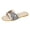 Beige, variant on Women's Slip-on Slide Sandals, Square Open Toe Metal Button Slides, Vacation Beach Casual Walking Slippers Beige