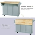 thumbnail image 3 of Kitchen Cart, Kitchen Island Cart with Rubber wood Countertop, Rolling Bar Cart on 5 Wheels with Storage Cabinet and 3 Drawers for Dinning Room,Blue, 3 of 7