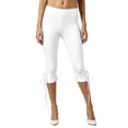 thumbnail image 5 of RUTAYY Women's Pants Fashionable Casual Solid Color Tie Waist Capri Bottom Everyday Casual Wear Trendy Travel Trousers, 5 of 6