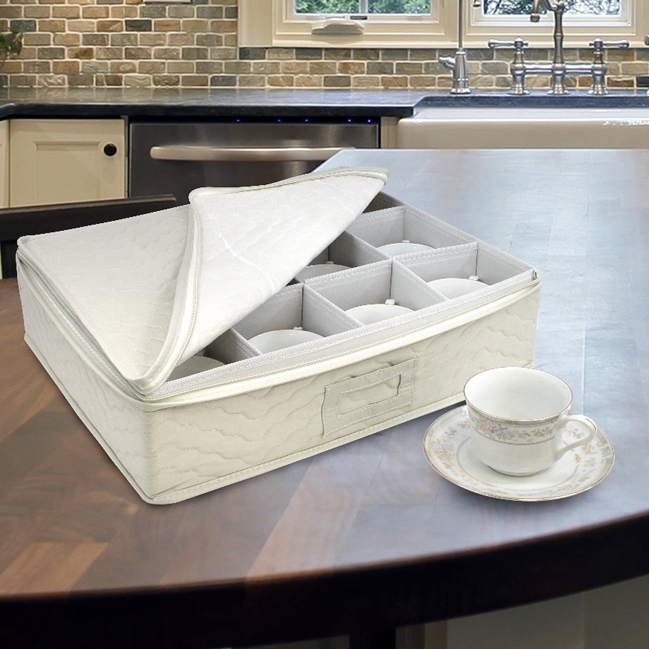 Sorbus 5-Piece Dinnerware Storage Set, Service for 12, Quilted Protection, Includes Felt Protectors and Cardboard Dividers for Plates, Cups, Fine China??