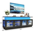 thumbnail image 4 of ChVans 71" LED TV Stand with Power Outlet for up 85" TVs, Modern High Gloss Gaming Entertainment Center, Black TV Console Table with Glass Door and Storage Cabinet, 4 of 8